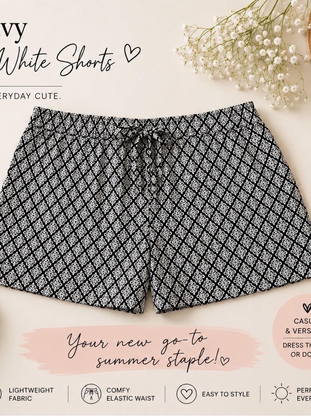 Old Navy Black and White  Shorts